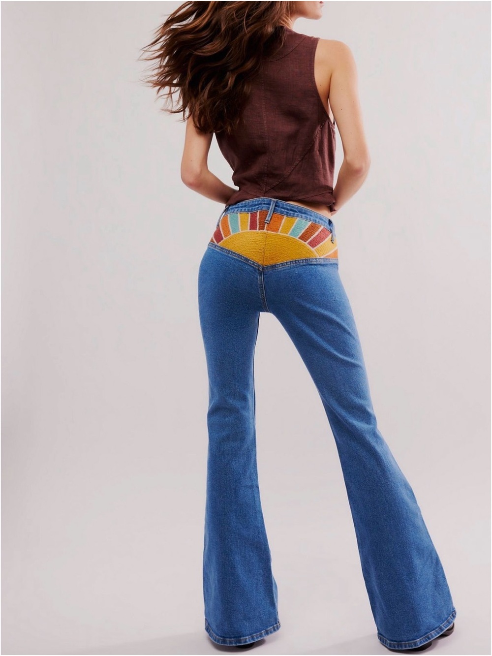 Free people driftwood Farrah embroidered jeans